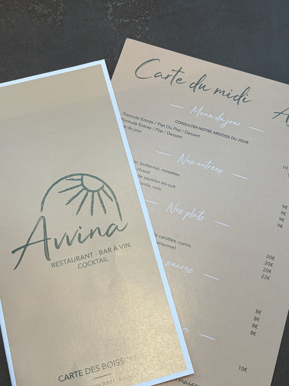 Menu avvina